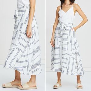 Polo Ralph Lauren Patchwork Striped Linen Maxi Skirt White Blue Women’s Size 0